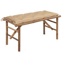 Sulankstomas sodo suoliukas su pagalvėle 118cm bambukas