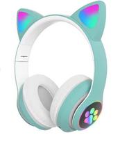 Žalios ausinės katės ausytės su bluetooth