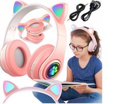 Universalios belaidės ausinės vaikams su katės ausimis, LED, bluetooth