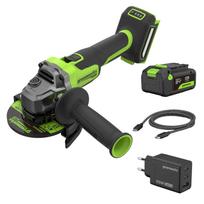 Akumuliatorinis kampinis šlifuoklis Greenworks AG590A1; 24 V; 900 W; 125 mm; 1x4,0 Ah akum.