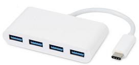 Adapteris MicroConnect USB-C - 4 x USB USB3.1CUSB3 USB-C male, 4 x USB female, balta sp.