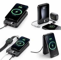 Atsarginis maitinimo šaltinis ("Power Bank") Nešiojama išorinė baterija su magnetu juoda