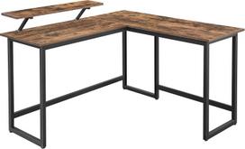 Kampinis rašomasis stalas Songmics SGM-LWD56X, 140 cm x 130 cm, 89 cm, juoda sp./ruda sp.