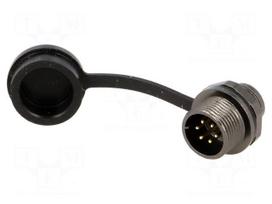 ST12 | socket | male | PIN: 6 | IP67 | 5A | soldering | 125V | 0.75mm2