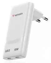 Verbatim 32355 Fold 'n' Go GaN Įkroviklis 65W 2-Port, USB-C, EU Plug, Balta