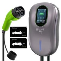 Qoltec EV Charging Station Type2 | 22kW | LCD | 2 EV cards | 3 phases | Wallbox | 5m