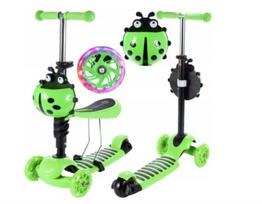 Patogus triratis 3in1 paspirtukas su šviečiančiais ratukais Scooter, žalias