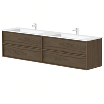 Vonios spintelė Kame Home 160cm 2 stalčiai, dvigubas (2x100cm), po stalviršiu, Rudas ąžuolas BUC/20-3DR-DB/N07-HM