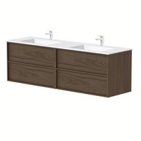 Vonios spintelė Kame Home 160cm 2 stalčiai, dvigubas (2x80cm) po stalviršiu Rudas ąžuolas BUC/16-3DR-DB/N07-HM