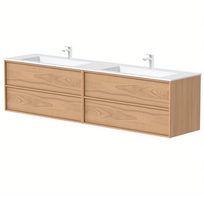 Vonios spintelė Kame Home 160cm 2 stalčiai, dvigubas (2x100cm) po stalviršiu Natūralus ąžuolas BUC/20-3DR-DB/N05-HM