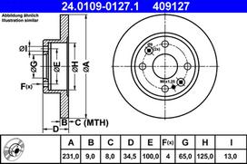 ATE Stabdžių diskas Brake rotor 24.0109-0127.1