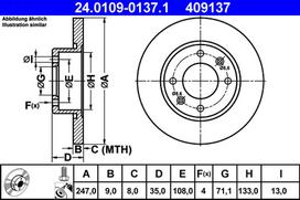 ATE Stabdžių diskas Brake rotor 24.0109-0137.1