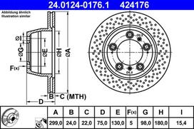 ATE Stabdžių diskas Brake rotor 24.0124-0176.1