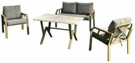 Lauko baldų komplektas Kalune Design Nergiz, rusvai gelsva sp./šviesiai ruda sp., 4 vietų
