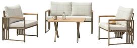 Lauko baldų komplektas Kalune Design Fatsa, ruda sp./rusvai gelsva sp., 4 vietų