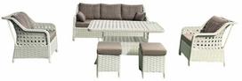 Lauko baldų komplektas Kalune Design Rondi, šviesiai ruda sp./šviesiai pilka sp., 7 vietų