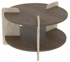 Kavos staliukas Kalune Design Oalla, riešuto sp./travertine sp., 70 cm x 70 cm x 45 cm