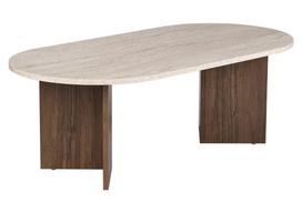 Kavos staliukas Nordure Sable, riešuto sp./travertine sp., 60 cm x 119 cm x 40 cm