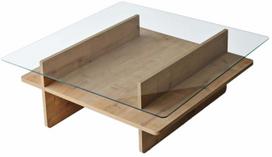 Kavos staliukas Kalune Design Saga, skaidri sp./sapphire sp., 90 cm x 90 cm x 35 cm