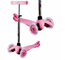 Vaikiškas paspirtukas su trimis šviečiančiais ratukais Scooter, rožinis