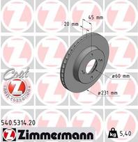 ZIMMERMANN Stabdžių diskas COAT Z 540.5314.20