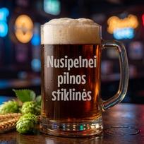 Graviruotas alaus bokalas „Nusipelnei pilnos stiklinės" – šmaikšti dovana draugui