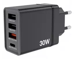 Verbatim 49700 USB Įkroviklis 30W 4-Port USB-A, USB-C, EU Plug, Juoda