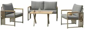 Lauko baldų komplektas Kalune Design Fatsa, pilka sp./ruda sp., 4 vietų