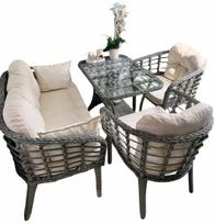 Lauko baldų komplektas Kalune Design Manolya, ruda sp./šviesi smėlio sp., 4 vietų