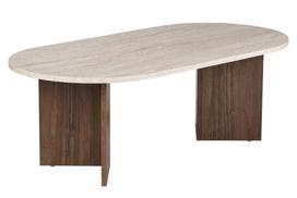 Kavos staliukas Nordure Sable, riešuto sp./travertine sp., 60 cm x 119 cm x 40 cm