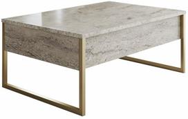Kavos staliukas Kalune Design Luxe, aukso sp./travertine sp., 60 cm x 90 cm x 40 cm