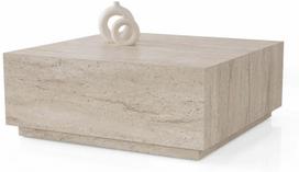 Kavos staliukas Kalune Design Lizbon, travertine sp., 90 cm x 90 cm x 35.5 cm