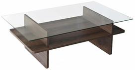 Kavos staliukas Kalune Design Saga, riešuto sp./skaidri sp., 65 cm x 105 cm x 35 cm