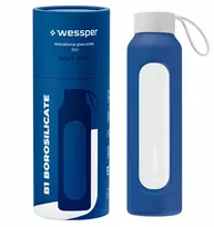 Gertuvė Wessper stiklinis butelis B1 borosilikatinis 500 ml tamsiai mėlynas (WES260-500-NB-NEW)