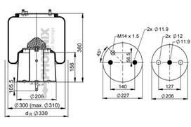 PHOENIX Pneumatinės pakabos pagalvė 1 DF 20 A-1