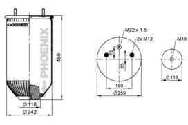PHOENIX Pneumatinės pakabos pagalvė 1 DK 22 E-9 NP