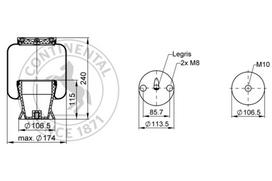 CONTITECH AIR SPRING Pneumatinės pakabos pagalvė SZ 135-19