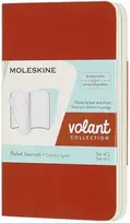 „Moleskine“ 2 užrašų knygelių rinkinys „MOLESKINE Volant“, XS, 6,5 x 10,5 cm, linijuoti, 56 puslapiai, koralų oranžinė / akvamarino spalvos