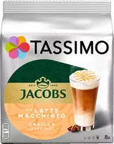 Staples Kabės Tassimo Jacobs Latte Macchiato Vanilla XL Kapsulės 8 vnt.