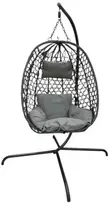 Koopman „Cocoon“ pakabinama kėdė su rėmu, 195 cm, tamsiai pilka, 120 kg