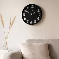4Living Modern STURN sieninis laikrodis, Ø 30 cm, juodas ir sidabrinis