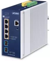 Šakotuvas „Planet PLANET IP30“ DIN bėgelio pramoninis L3 komutatorius, valdomas, 2,5 G Ethernet (100/1000/2500), PoE palaikymas, aliuminis, mėlynas