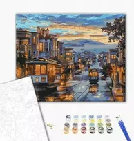 BRUSHME dažai pagal skaičius BRUSHME, 40x50 cm, miestas lietuje, dažai, 1 vnt., dėžutėje