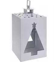 Metalinis žibintas su vitražu ir Kalėdų eglute „Home Styling Collection“, 24 cm