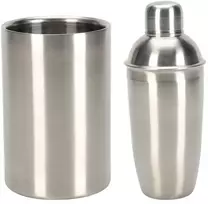 Excellent Houseware „Puikus namų apyvokos reikmenų barmeno dovanų rinkinys, 2 dalys: plaktuvas ir ledo kibirėlis, nerūdijančio plieno