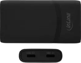 AAD Productions InLine USB kelioninis maitinimo adapteris-įkroviklis – dvigubas USB-C – PD PPS – 65W – plokščias – juodas
