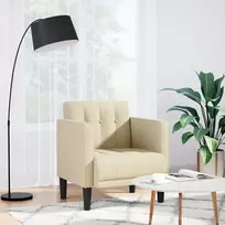 Fotelis Sofa-kėdė su porankiais, kreminės spalvos, 53 cm, audinys