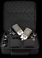 Austrian Audio OC818 Dual Set Go Sidabrinis – dviejų didelės diafragmos kondensatorinių mikrofonų rinkinys