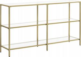 Vasagle konsolinis stalas, sofa su 3 lentynomis, stiklinė lentyna, 130 x 30 x 73,3 cm, metalinis rėmas, modernus, miegamojo, svetainės ir koridoriaus | LGT024A01 XXX | 194343021973