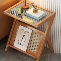 Modernus stiklinis šoninis staliukas, Originalios spalvos ilgis 55 modeliai pastorinti ir sustiprinti